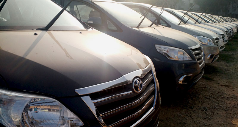 Toyota dealership stock yard India January 2015