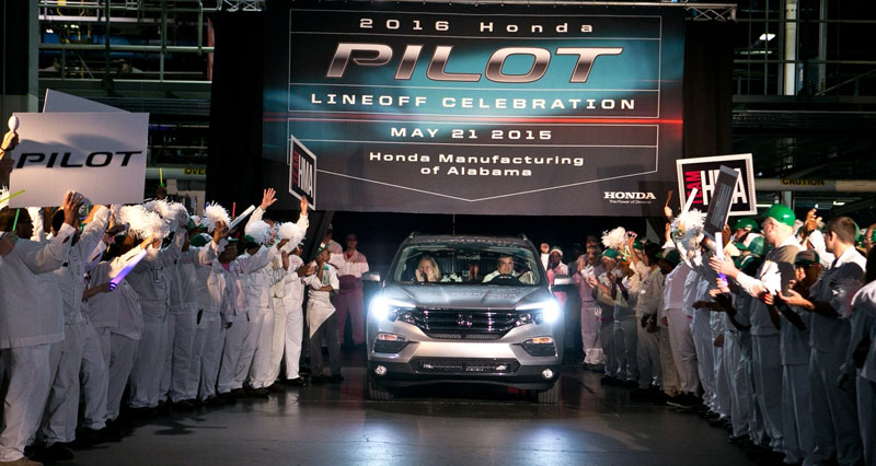 Honda Manufacturing of Alabama, LLC in Lincoln, Ala. celebrate the start of production of the 2016 Honda Pilot
