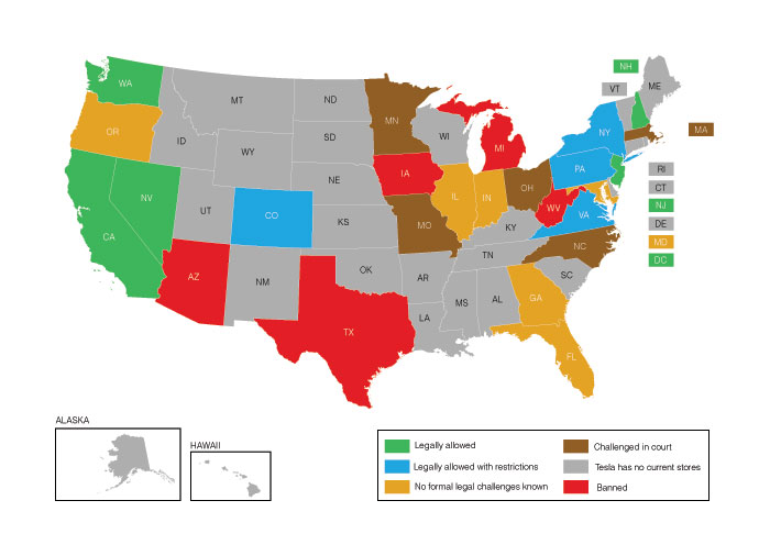 Tesla state map