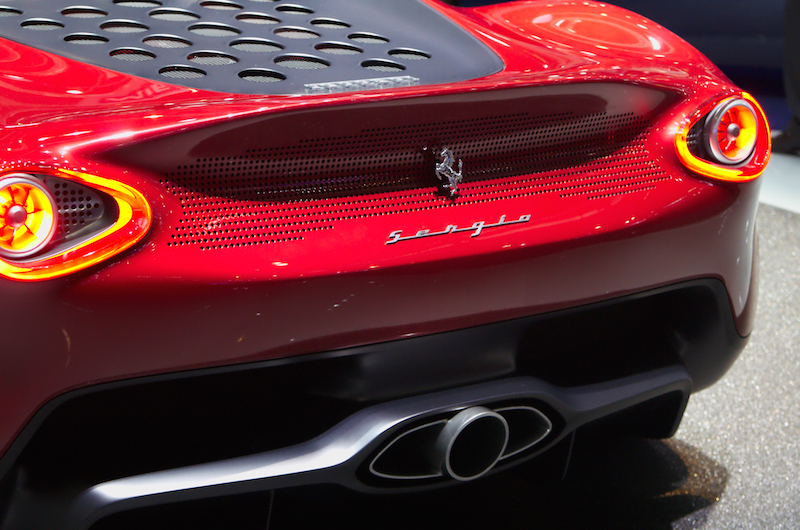 Pininfarina Sergio ferrari sign and exhaust pipe