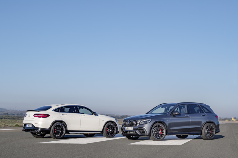 Mercedes-AMG GLC 63 S 4MATIC+ Coupé, designo diamond white bright ; Mercedes-AMG GLC 63 S 4MATIC+, selenite grey