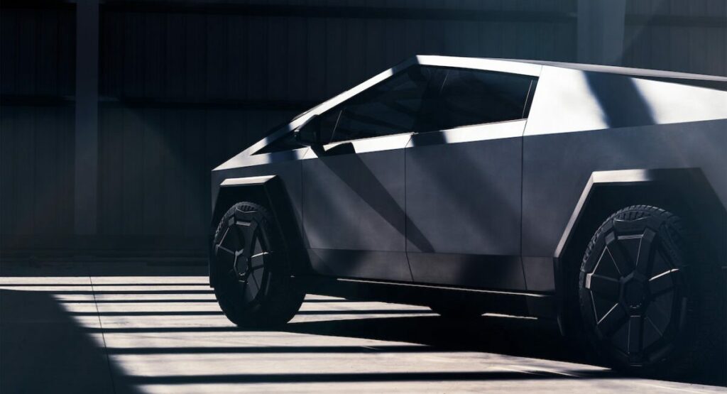Tesla Cybertruck in shadow