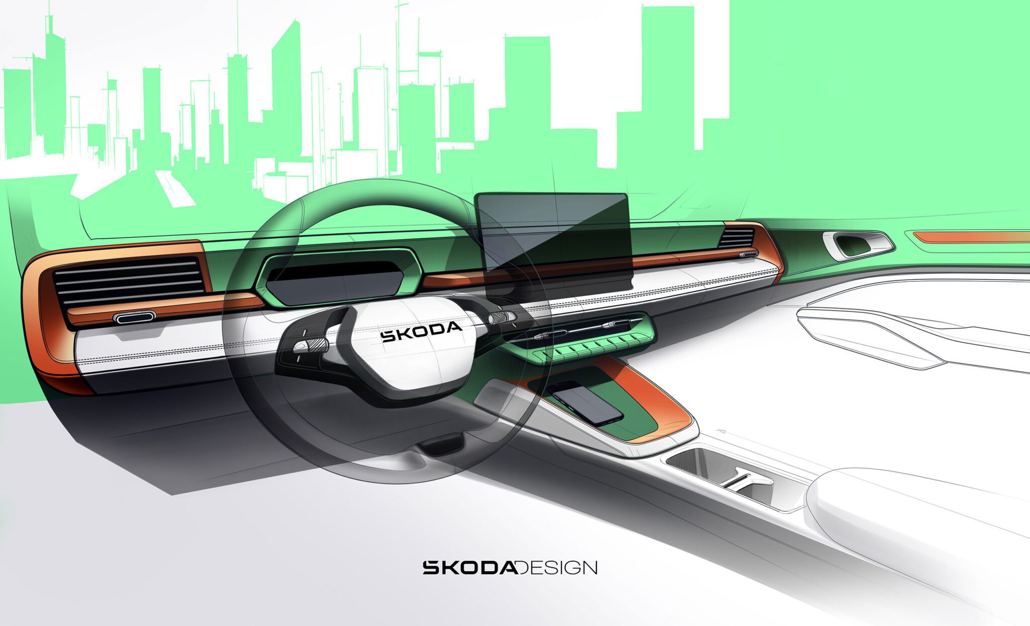 Škoda releases first interior sketches of new Epiq EV